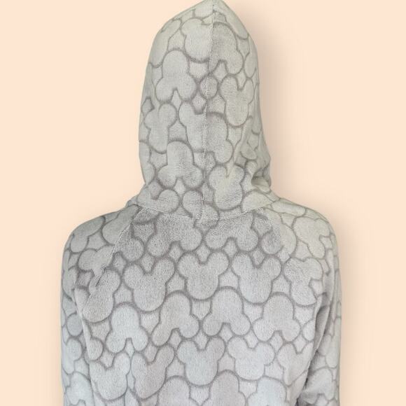 Disney Mickey Minnie Lounger Sleepwear Terry Fleece Hood Tunic Dress Size L Gray - Picture 10 of 15